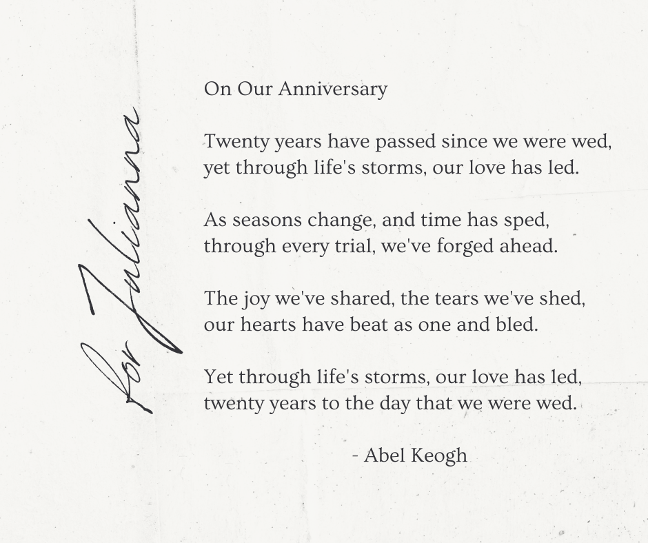 Anniversary poems for wife from best sale husband